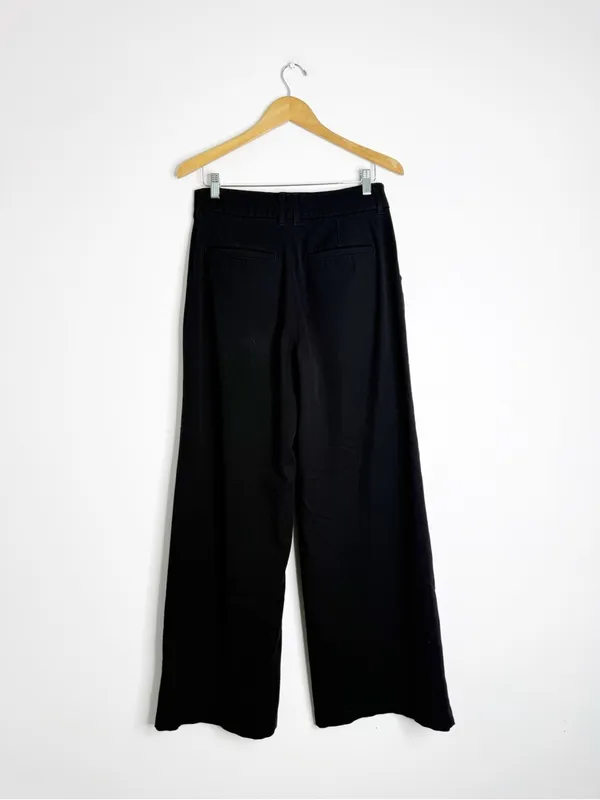 American Eagle Super High Rise Wide Leg Pants Size 8 Black Stretch Trousers - Image 2