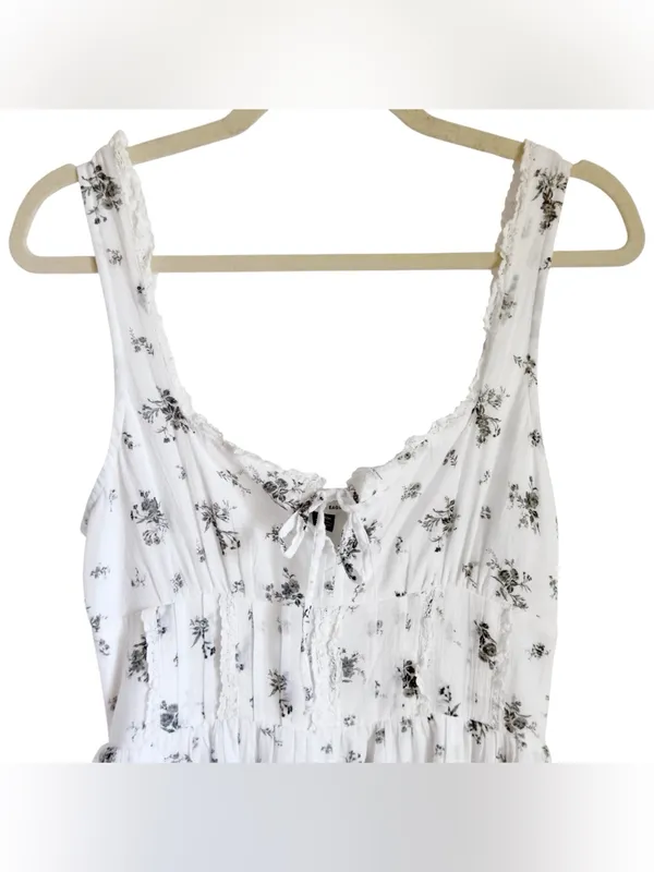 NWT AE Corset Floral Midi Dress White Medium American Eagle Maxi Sleeveless - Image 3