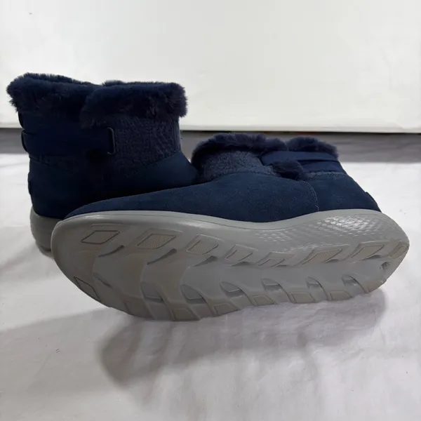 Skechers On-the-GO Joy Bundle Up Navy Blue Faux Fur‎ Suede Boots Womens 9.5 - Image 5