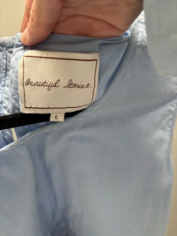Beautiful Stories....Light Blue Eyelet Cap-Sleeve Blouse - Image 4