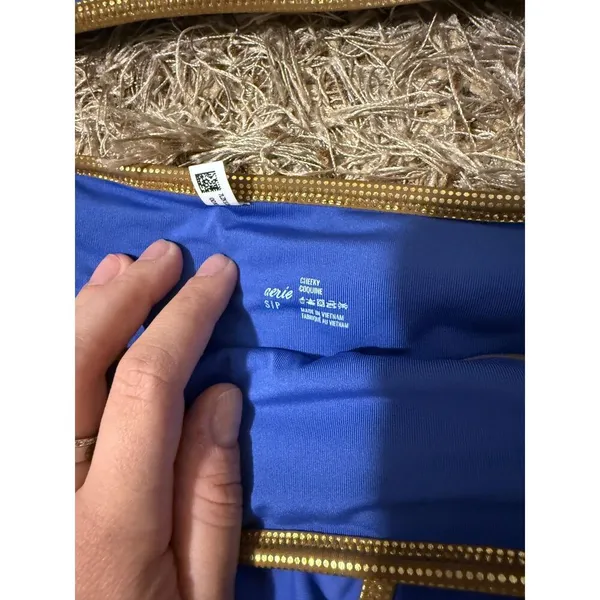 Aerie Blue and Gold Scoop Neck Bikini Set 2 Piece Swimsuit - Image 3