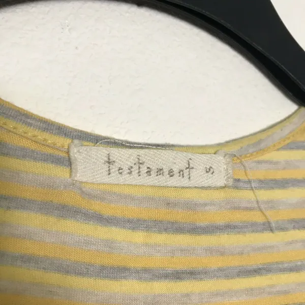 Anthropologie Testament Butter Yellow Stripe Y2K Babydoll Sleeveless Top - Small - Image 3