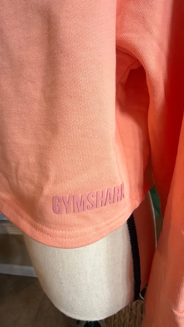 Gymshark Coral Pink Cropped Hoodie - Image 3