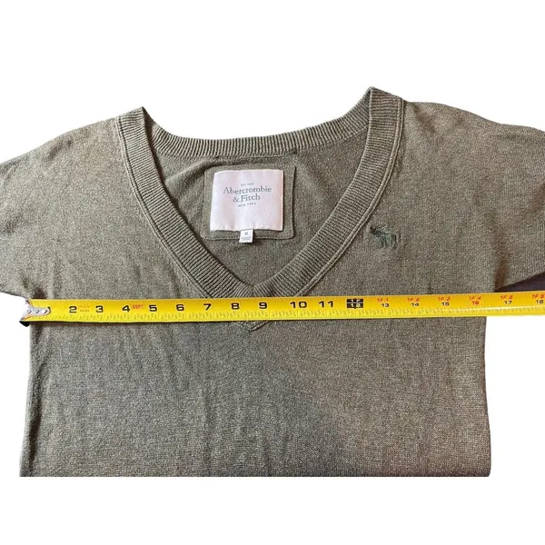 Y2K Abercrombie & Fitch Deep V-neck Short Sleeve Longer Length M Sweater READ - Image 8