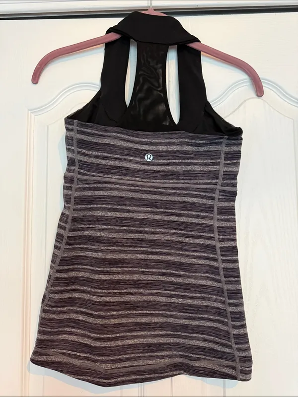 lululemon athletica Scoop Neck Tank - Black Stripes Galore/Black - Image 2