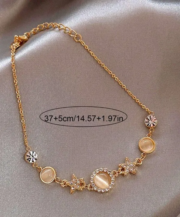 18K Gold Plating Crystal Star Charms Opal Bracelet - Image 2