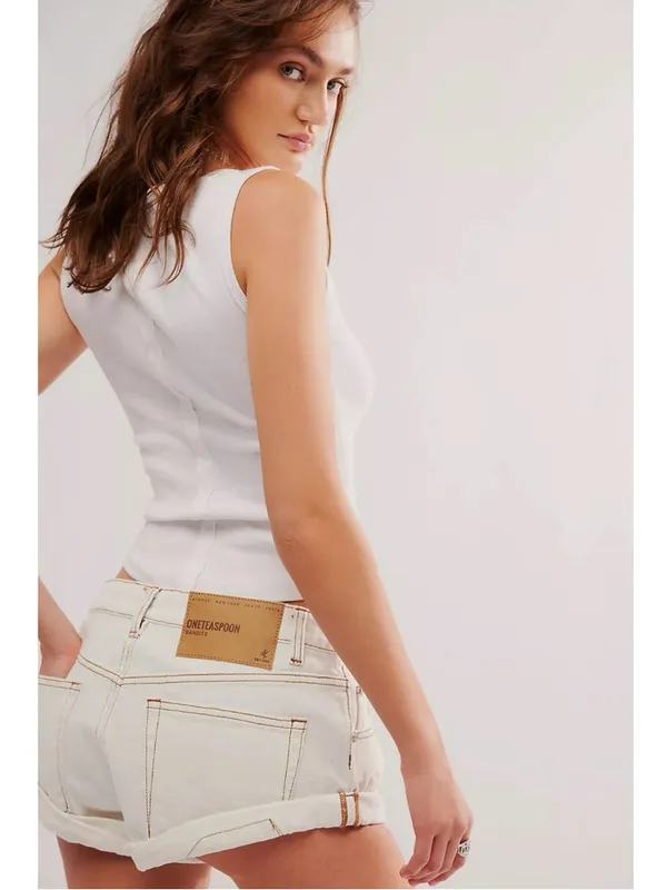 Free People One Teaspoon Bandits Low Waist Denim Shorts White Beauty NWT Size 34 - Image 5