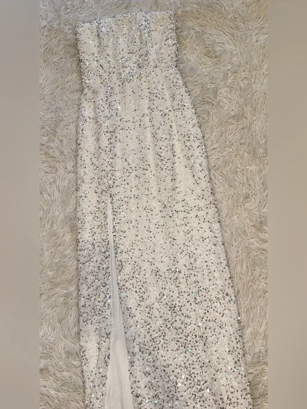 NEW HELSI Lola Sequin Strapless Column White Gown Sz S - Image 7