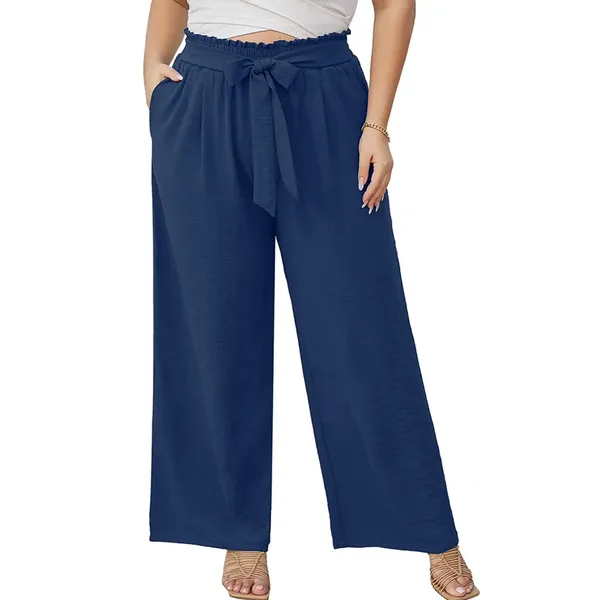 Cueply Womens Pants Sz 3X Dark Blue Wide Leg Pull On Trousers Pockets Casualwear - Image 4