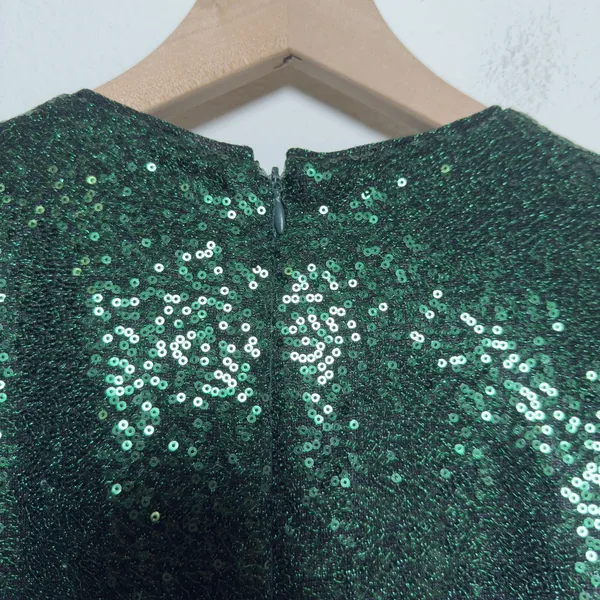 Rachel‎ Parcell Women Party Event Dress XXS Green Sequins Holiday Puff Sleeve - Image 11