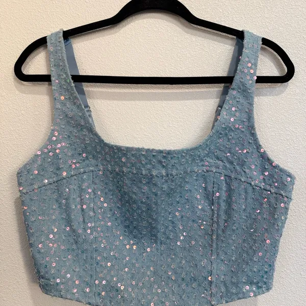 Sparkling Blue Crop Top size medium - Image 2