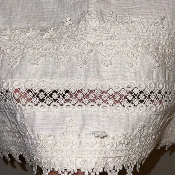 H&M Eyelet Crochet Mini‎ Skirt Cream Off White Size 8 New - Image 3