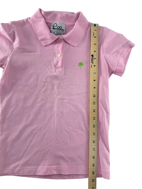Lilly Pulitzer Light Pink Short-Sleeve Polo with Green Palm Logo - Image 2