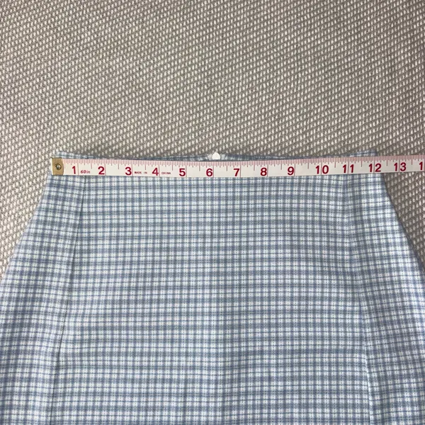 Brandy Melville Light Blue Plaid Check Cara Slit Skirt Preppy OneSize - Image 5