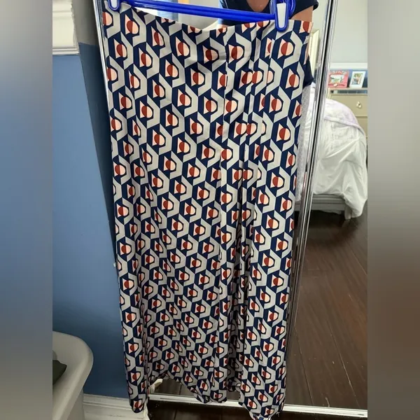Zara Geometric Blue Patterned Women's Midi Skirt - Image 4