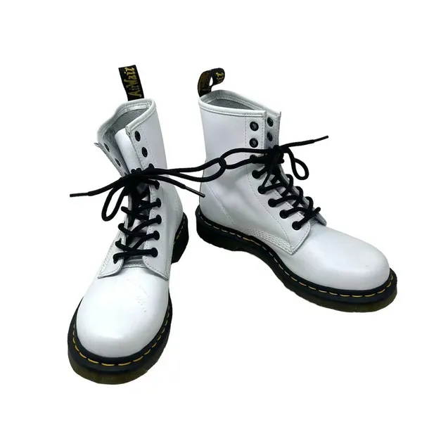 Dr. Martens 1460 Smooth Leather Lace-Up Boots White Size‎ US 7 - Image 3