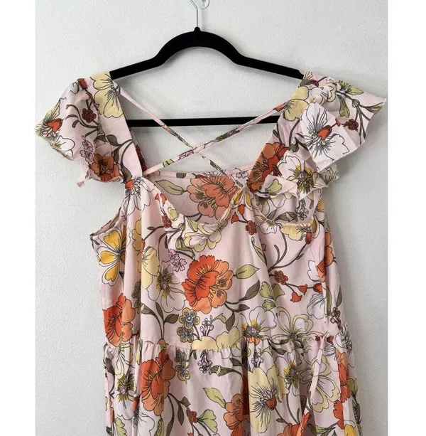 NWT Lottie & Holly Large Retro Floral Ruffle Sleeve Knee Length Dress Size Large - Image 6