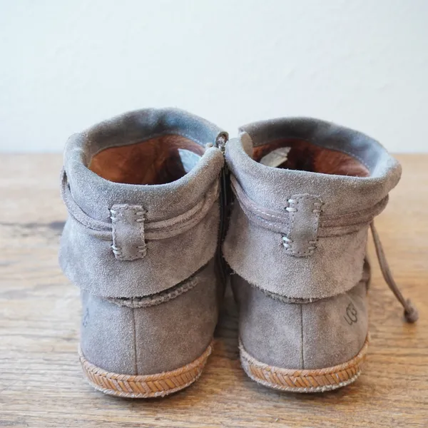 UGG Women's Size 8 Kalla Ankle Boots Grey Suede Moccasin Boho Indie Fall Casual - Image 5