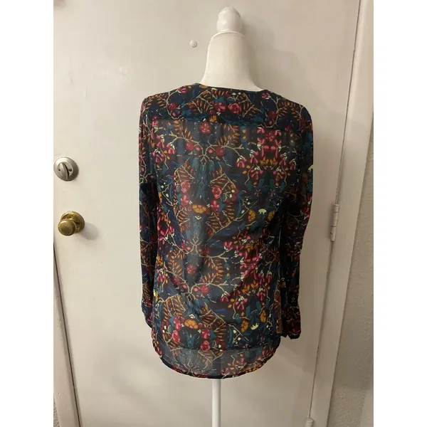Converse Sheer Floral Long Sleeve Blouse M Cottagecore Dopamine Coquette Girl - Image 2