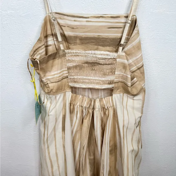 CeCe Maxi Sundress Womens Size M Tan & Ivory Stripe Sleeveless Pockets - Image 5