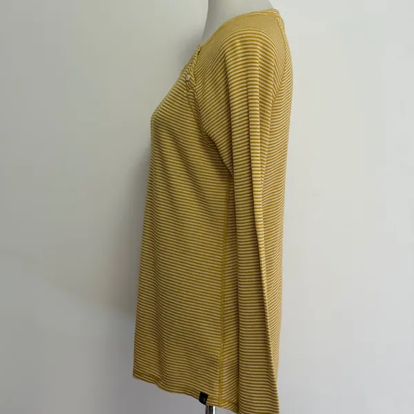 The North Face Top L Yellow Striped Long Sleeve Button Shoulder NF0A339XH9D - Image 4