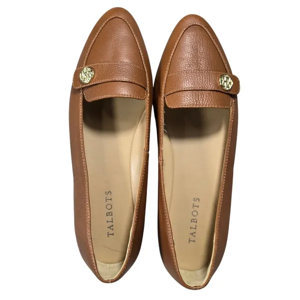 Talbots Womens 8.5 Francesca Tab Driving Moccasins Pebbled Leather Gold Hardware - Image 6