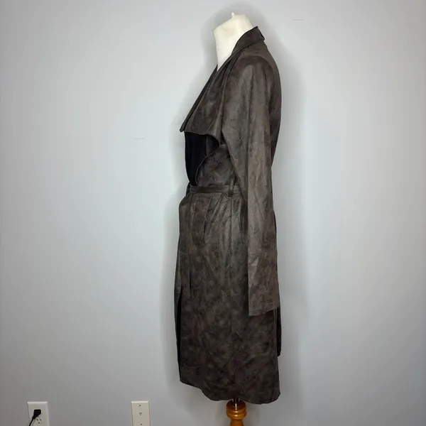 Windsor - Brown Chic Impression Faux Suede Belted Trench Coat - Image 8