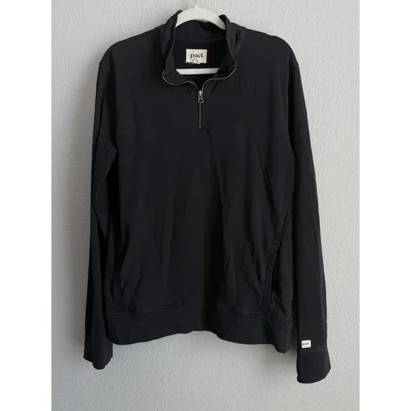 Pact Women Essential 1/4 Zip Pullover Sweatshirt Black Size M Organic Athleisure - Image 3