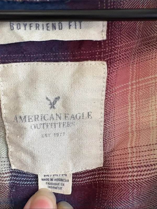 American Eagle Outfitters Plaid Button-Down Shirt in Blue, Red & White - Image 2