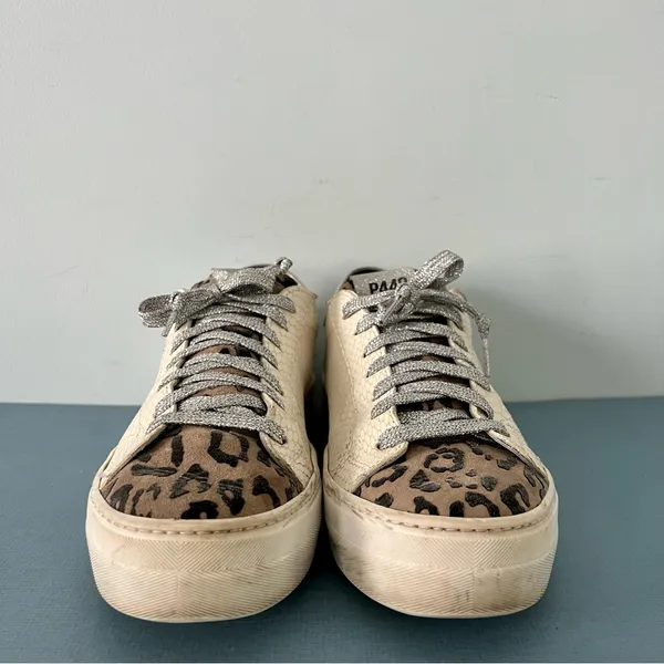 P448 Thea Python Roccia White Leather Platform‎ Sneakers - Image 3