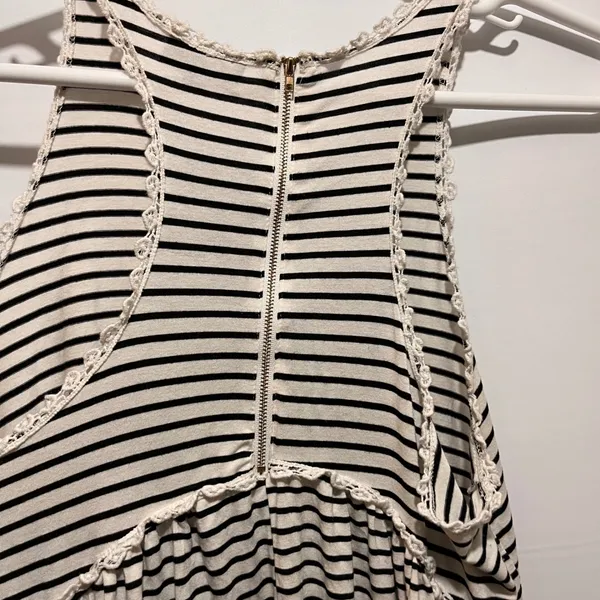 POL Women Striped Lace‎ Trim Zipper Back Babydoll Tunic Tank - Image 6