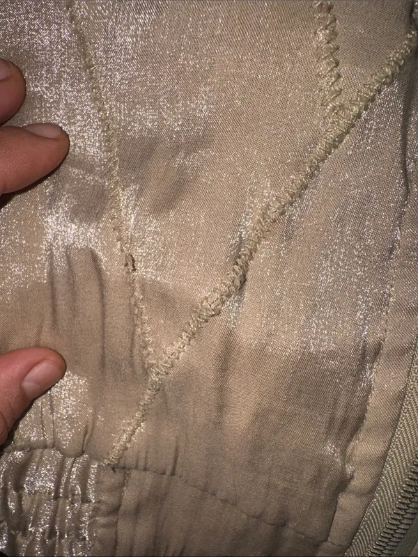 Vintage 80s 90s East West Shiny Metallic Taupe Bomber Jacket S - Image 5