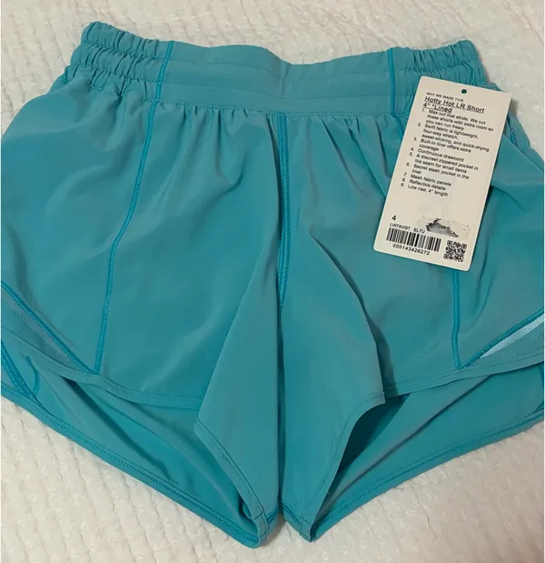 Electric Turquoise Lululemon Hottie Hot Shorts, Size 4, Length 4, Low Wasted. - Image 2