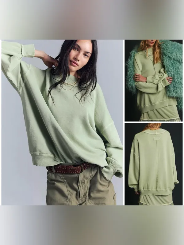 NWOT Free People We The Free Palm Springs Pullover - soft moss green - XS - Image 2