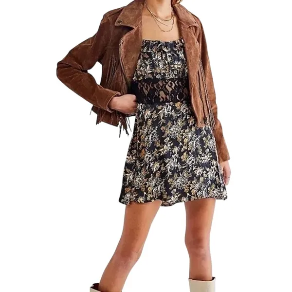 FREE PEOPLE Lucie Mini Dress with Floral Lace Size US 6 New with Tag MSRP $128 - Image 3