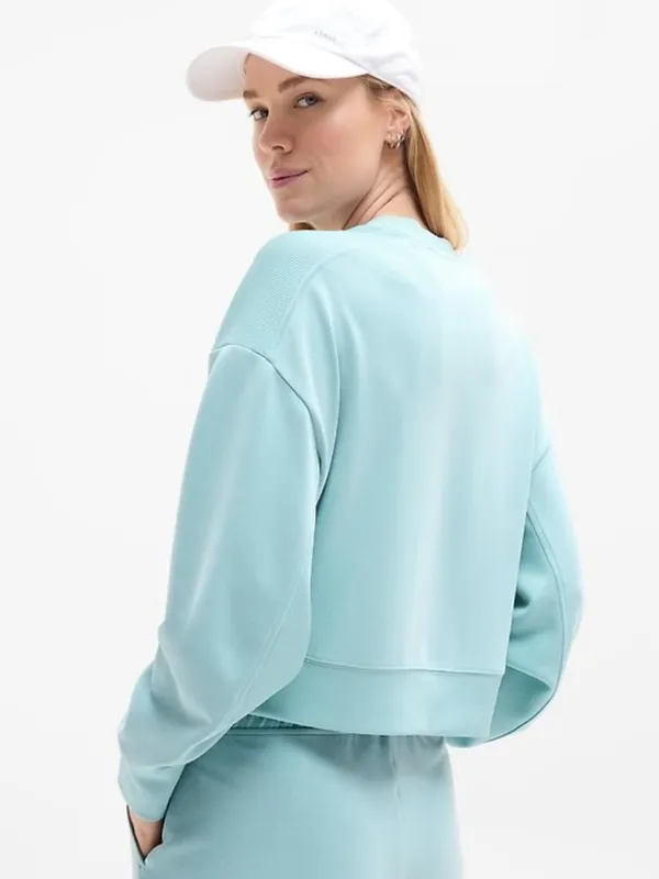 New Athleta XL Seasoft Rib Crewneck Sweatshirt Waterloo Blue X-Large Regular - Image 3