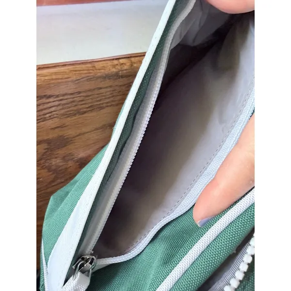 Athleta All About Large Canvas Belt Bag Green White Crossbody Waist Pack - Image 5