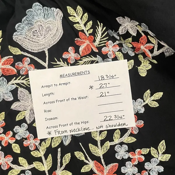 FREE PEOPLE Fleur Du Jour Mini Dress Black Floral Embroidered Off Shoulder Small - Image 14