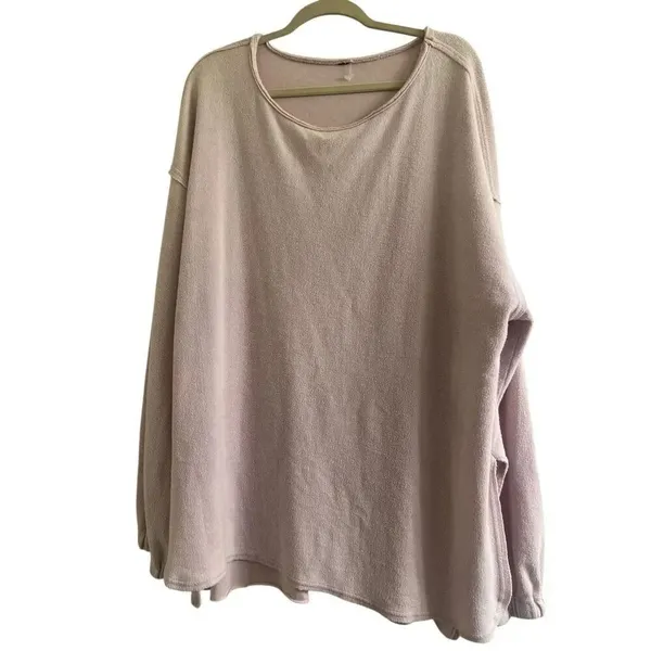 ✨Free People Sweatshirt Someday Sz Small Pullover Pink Fleece Oversize✨ - Image 3
