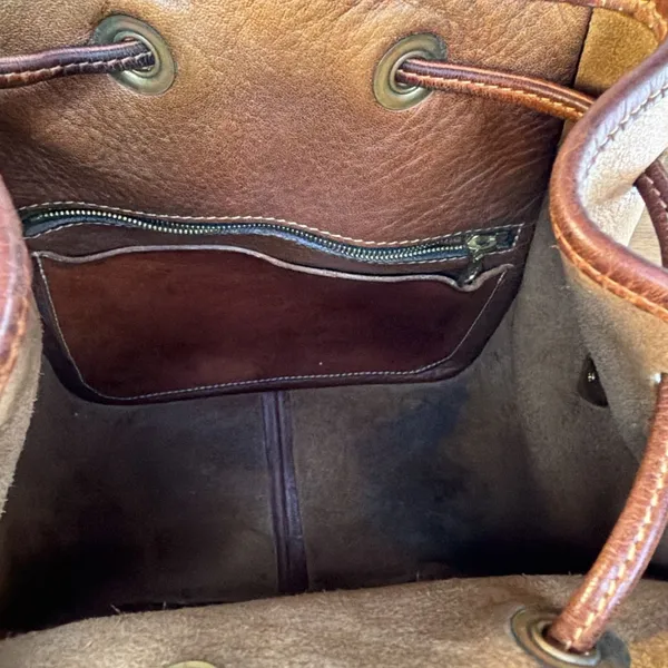 Rancho Dorado Tan/ Brown Leather Bucket Bag - Image 5