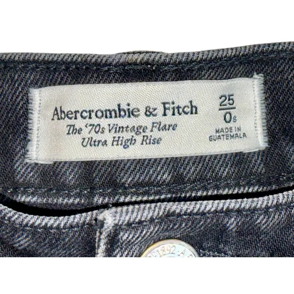 Abercrombie & Fitch '70s Vintage Flare Ultra High Rise Black Denim Jeans Sz 25 0 - Image 3