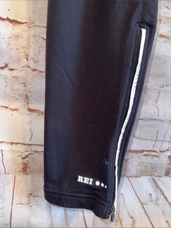 REI Black womens M Joggers Reflective elastic waist zip pocket running warm - Image 2