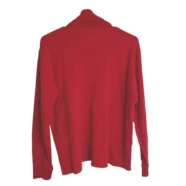 Vintage Lauren Ralph Lauren Red Turtleneck Sweater Womens L Crest Logo Cotton - Image 3