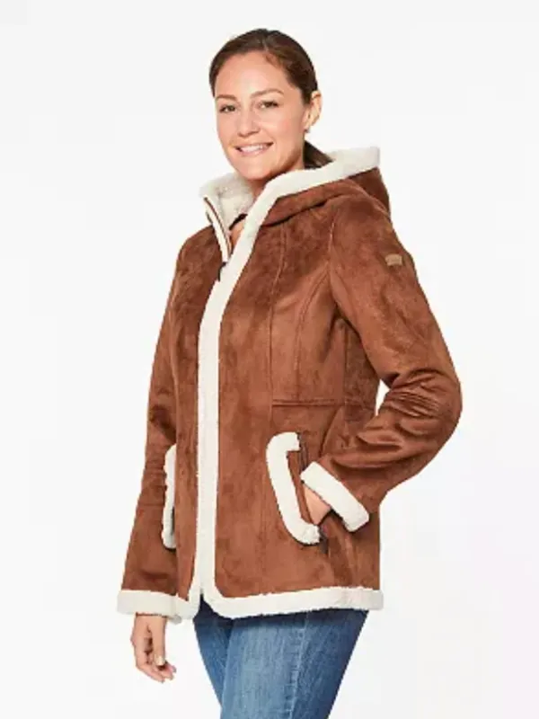 Koolaburra by UGG Hooded Shearling Jacket Tan Brown Size XL NWT - Image 2