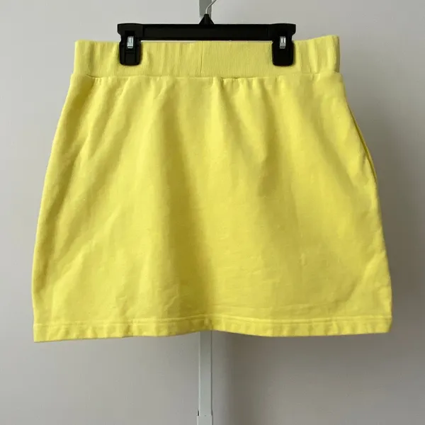 Herve‎ Leger Medium Yellow Skirt Cotton Knit Mini Athleisure Loungewear - Image 6