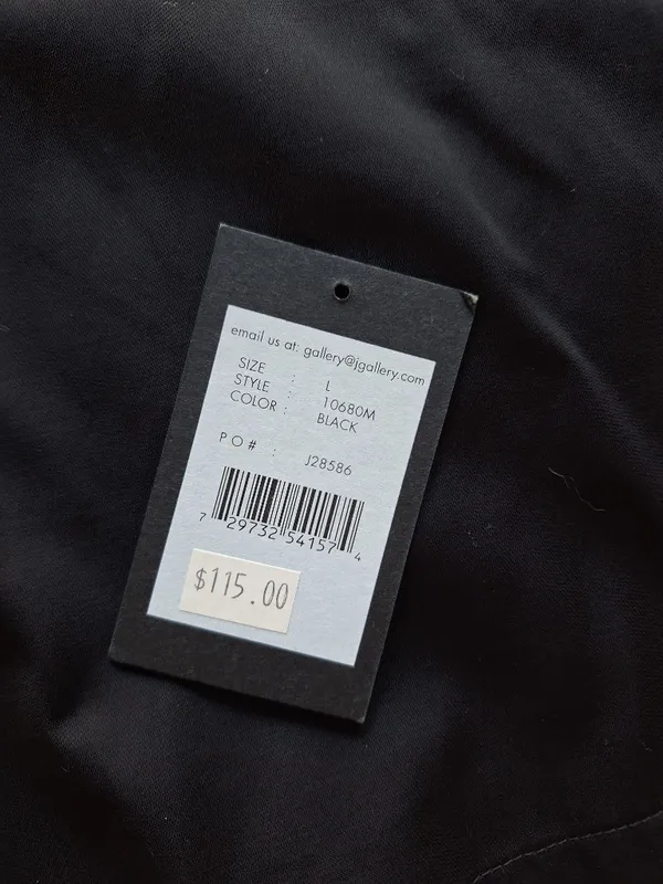 NWOT Gallery Black Single Breasted Rain Coat Jacket Size L Plaid Lining - Image 5