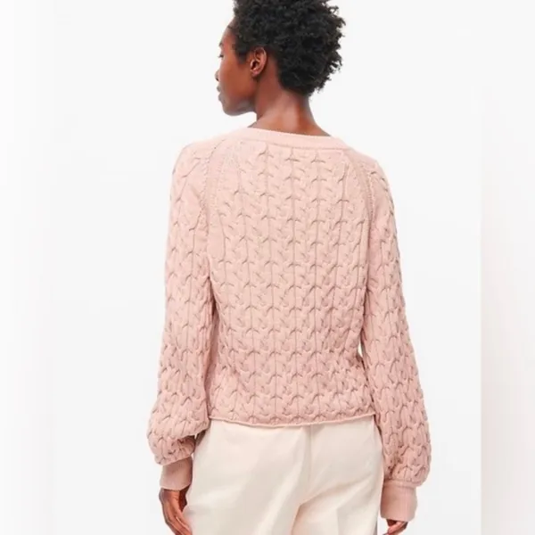 J. Crew Tan Relaxed Fit Cable Knit Sweater - size Small - Image 3