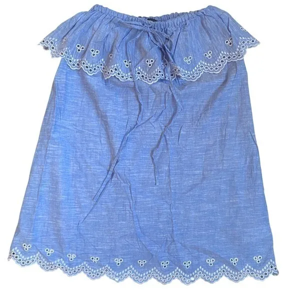 J. Crew Beach Chambray Eyelet ruffle Swim Cover‎ Dress - XS EUC - Image 5