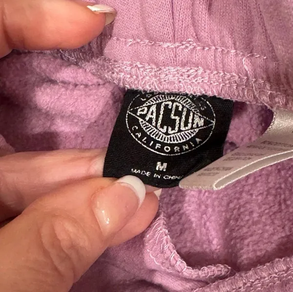 PacSun Purple Pastel Sweat Shorts Knit Loungewear Pull On Pockets M Relax Fit - Image 4