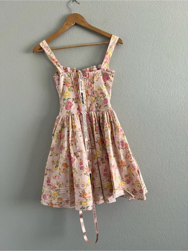 NWT HOUSE OF CB NATASSIA - Pink Meadow Cotton Mini Dress Size XS Longer length - Image 15